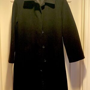 Women’s long black wool and cashmere coat